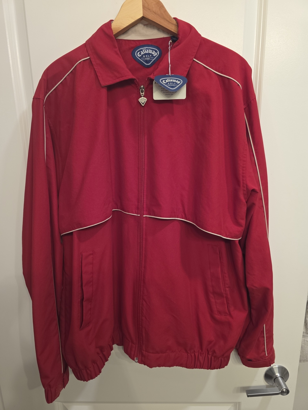 NWT Callaway Golf Sport Windbreaker Jacket Red White Trim Size Large